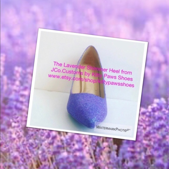 Women’s Custom Lavender Glitter Pointy Toed Heels - Picture 4 of 5